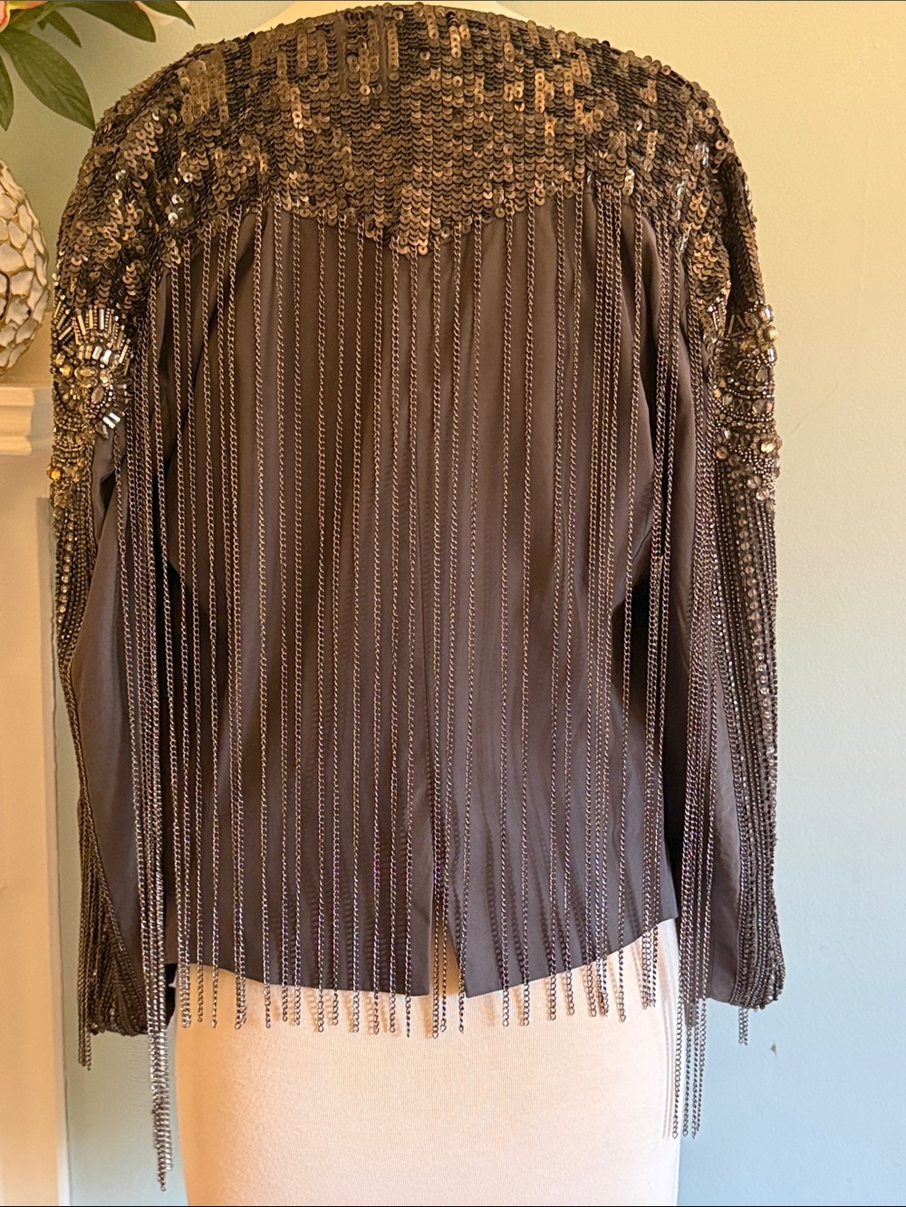 Haute Hippie Charcoal Gray Beaded Fringe Jacket - Size S - Picture 7 of 12